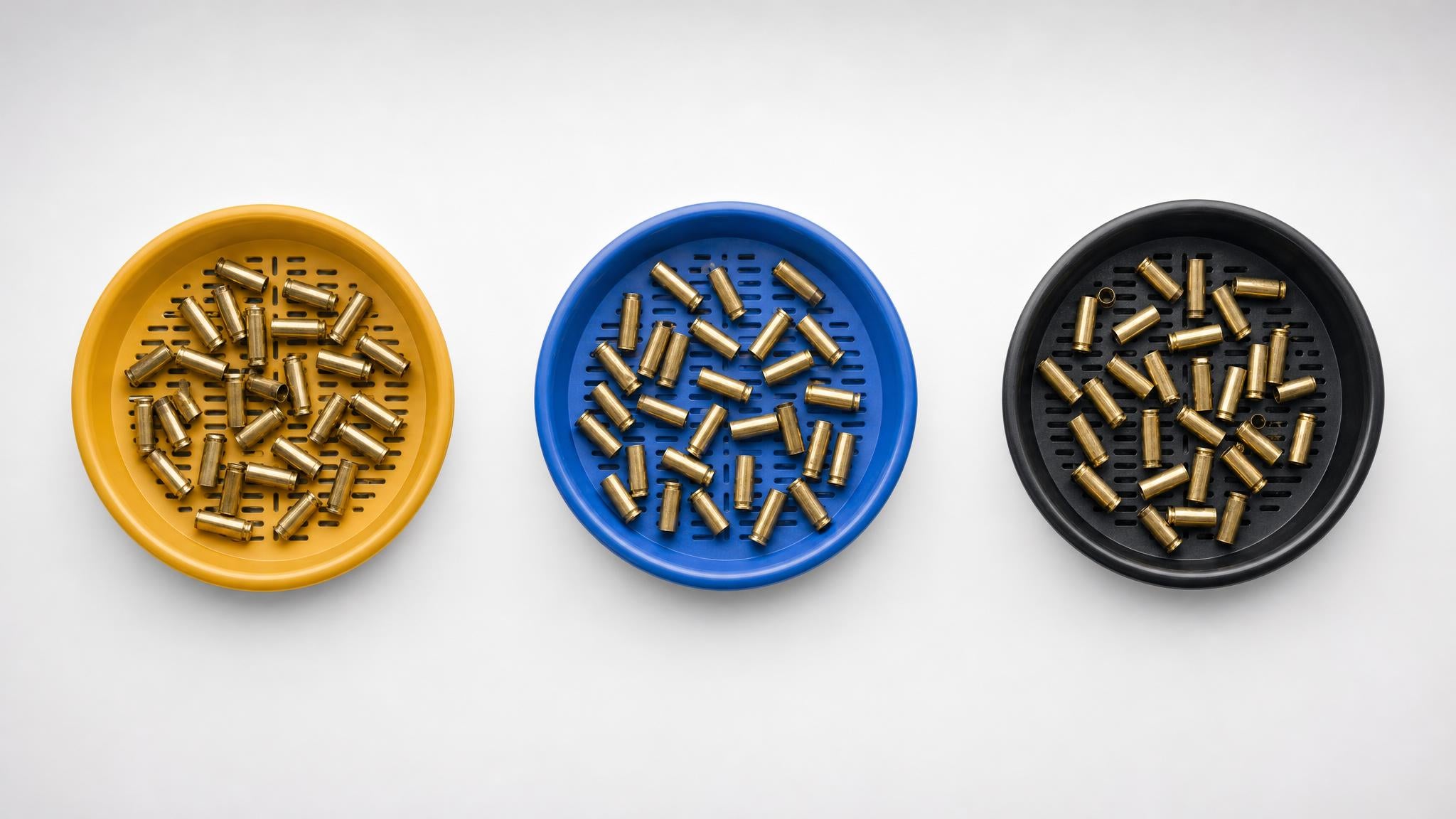 Shell Sorter trays filled with sorted brass